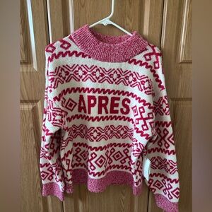 NWT A New Day Red and Cream “Apres” Sweater